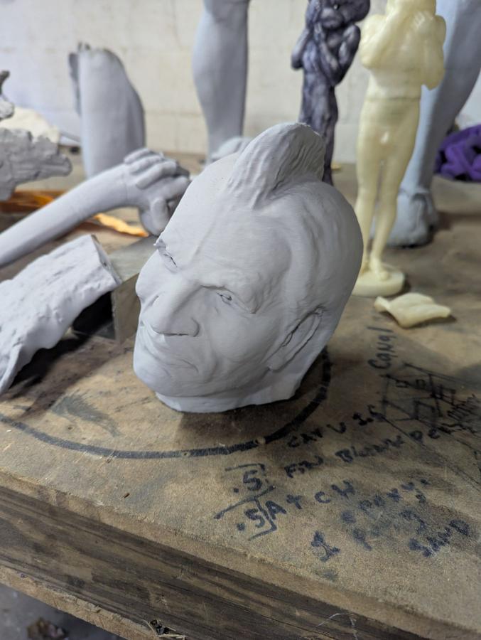 3D-printed head detail. Sculptural pattern in the workshop.